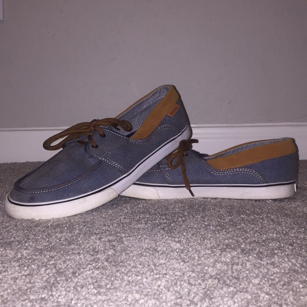 Blue and brown panam low tops